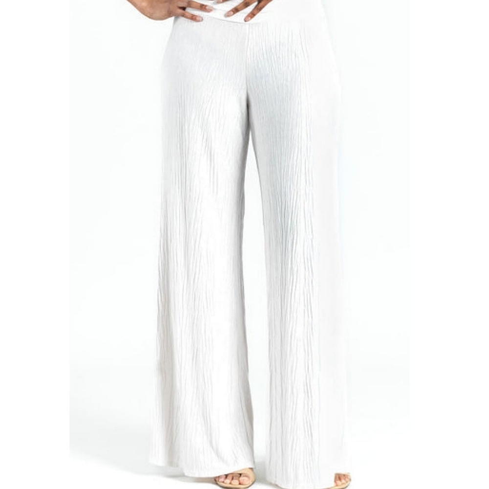 Cream Soft Pleat Knit - Palazzo Pant